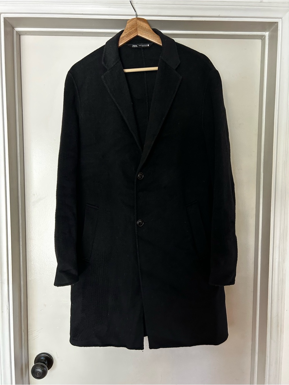 Zara Black Single-Breasted Trench Coat